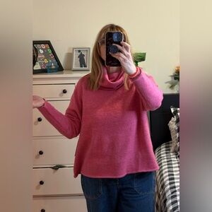Dreamers Vibrant Pink Cowl Neck Sweater